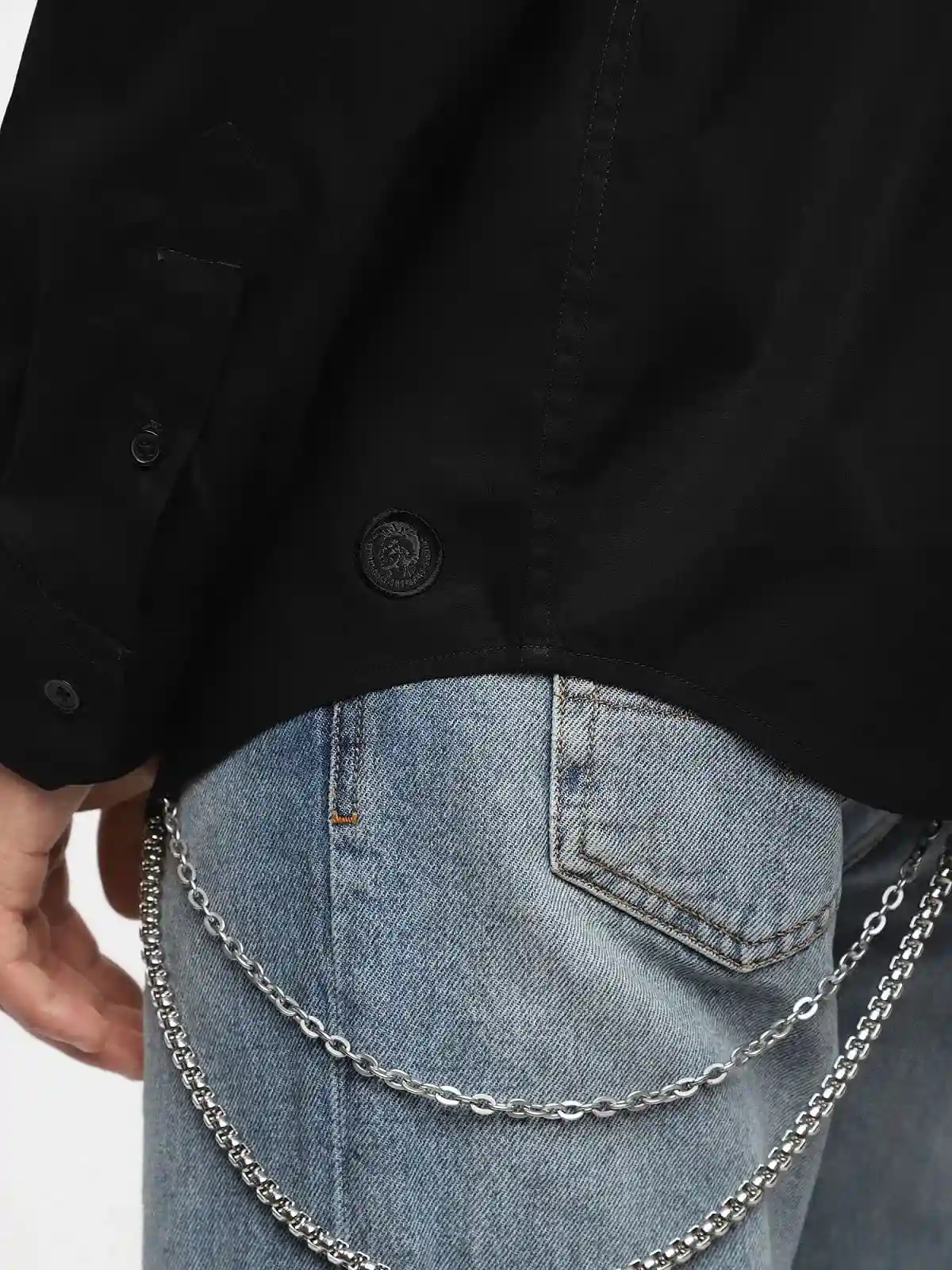 Black Cotton poplin shirt with mohawk patch