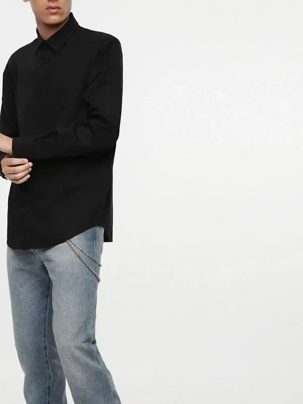 Black Cotton poplin shirt with mohawk patch