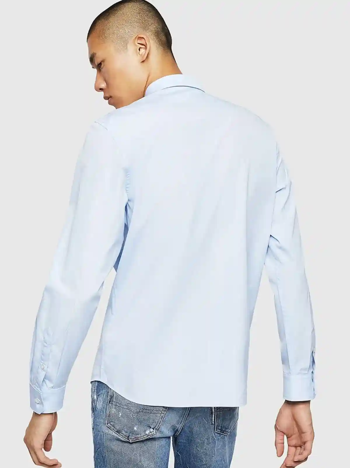 Blue Long-sleeve shirt in cotton poplin