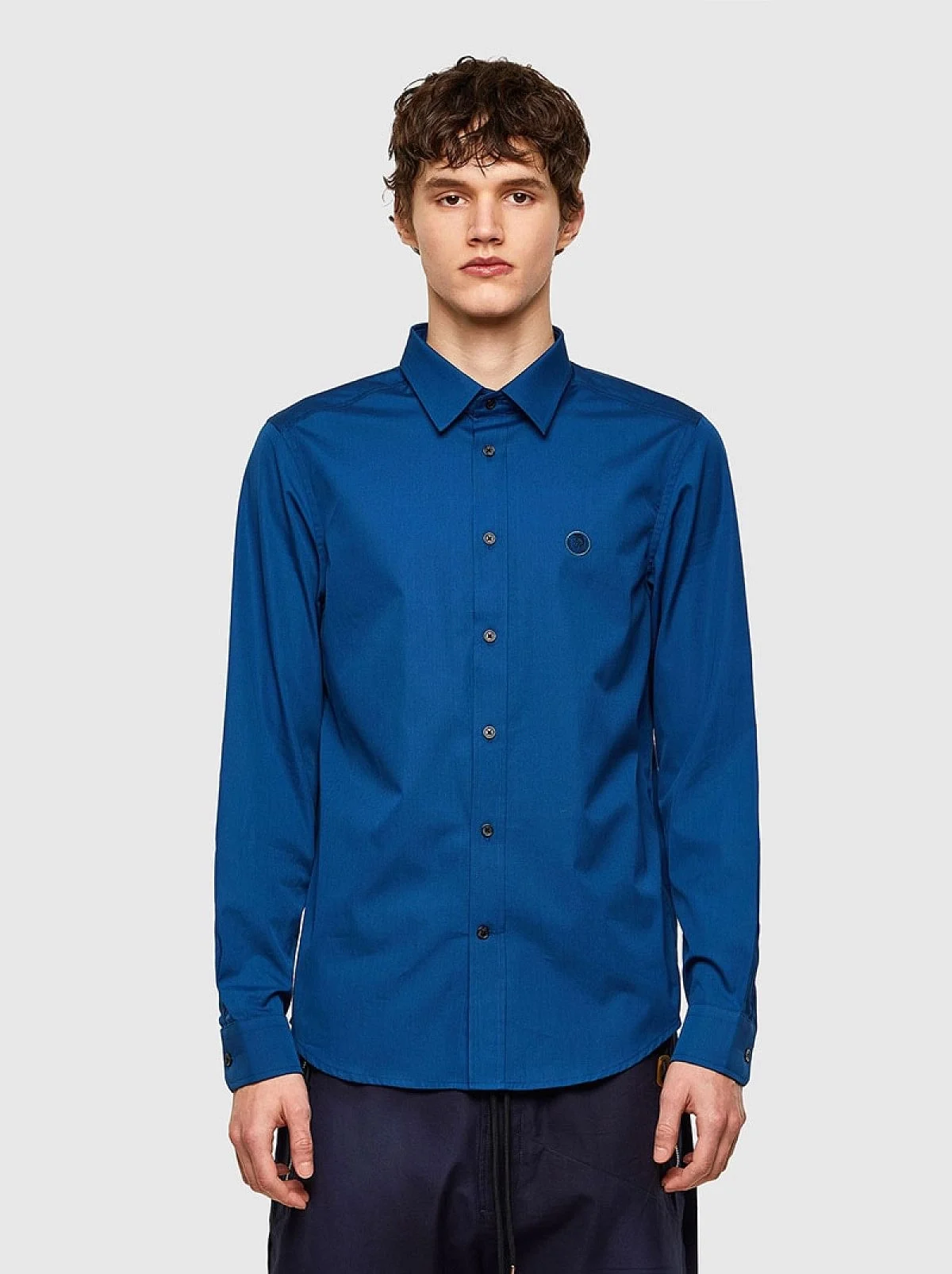 Blue Long-sleeve shirt in cotton poplin