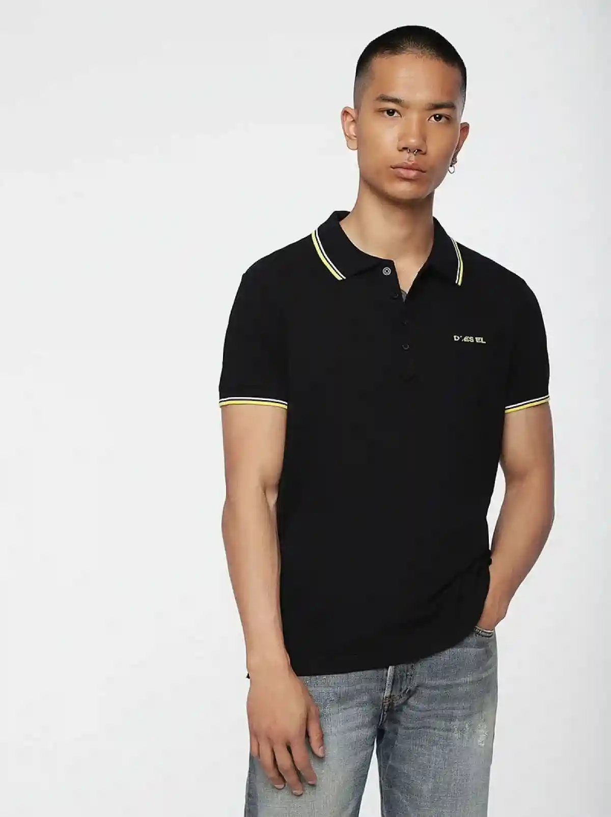 Black Polo with coloured trim collar