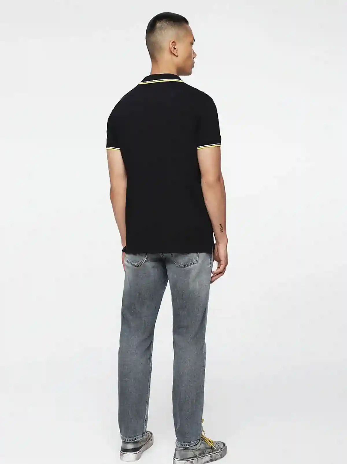 Black Polo with coloured trim collar