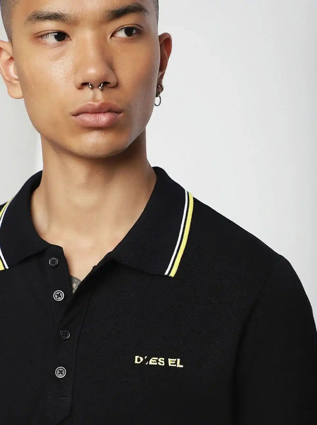 Black Polo with coloured trim collar