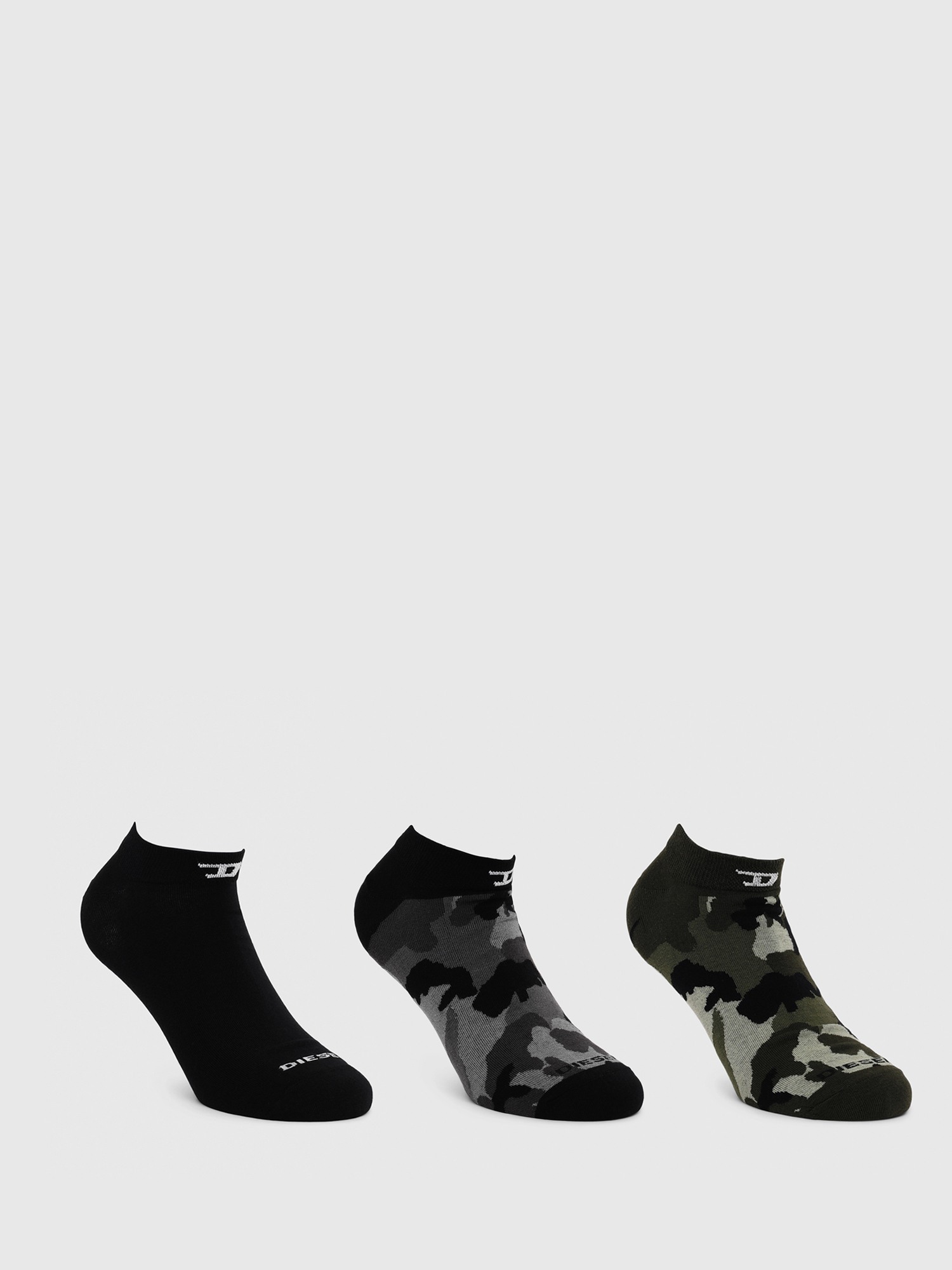 DIESEL Skm-Ray-Threepack Stretched Socks in Black for Men