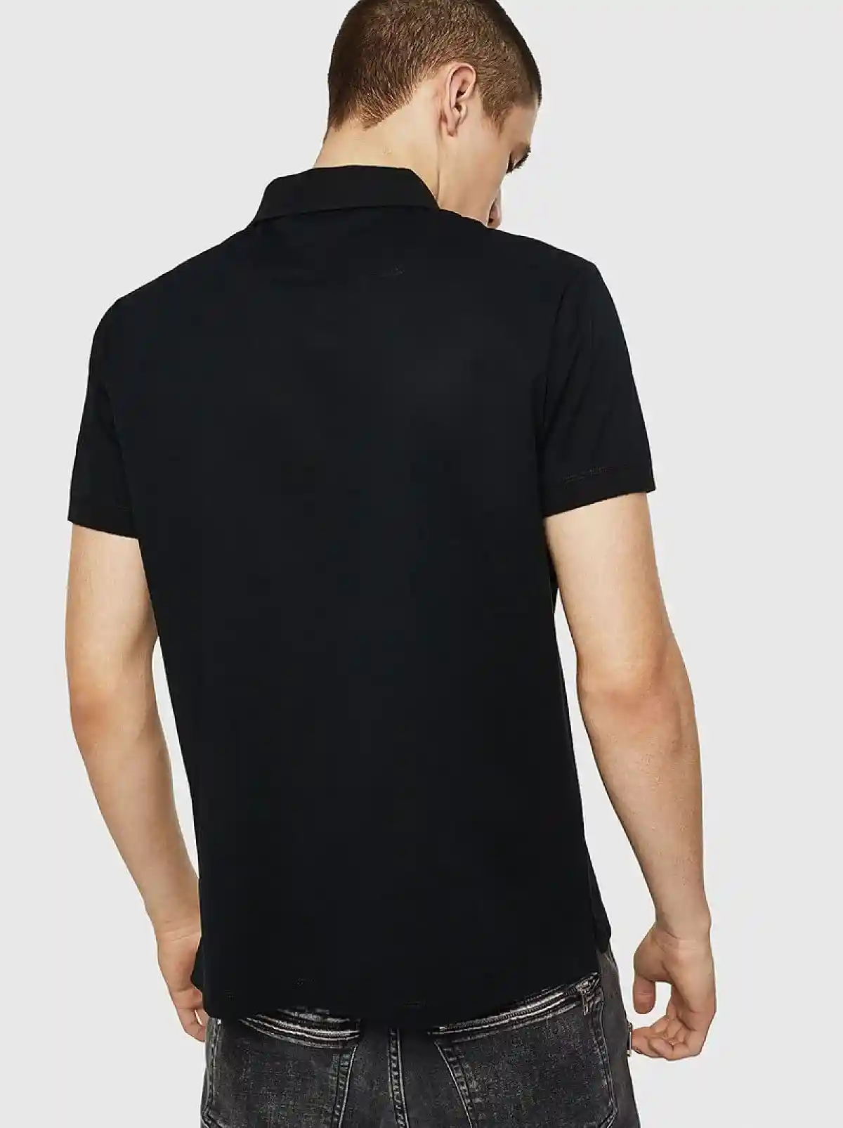 Black Mercerised cotton piquet polo