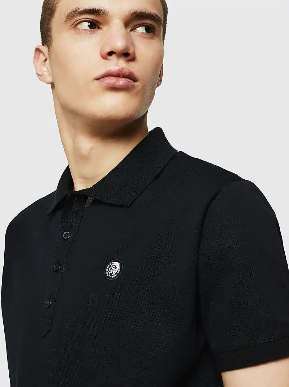 Black Mercerised cotton piquet polo
