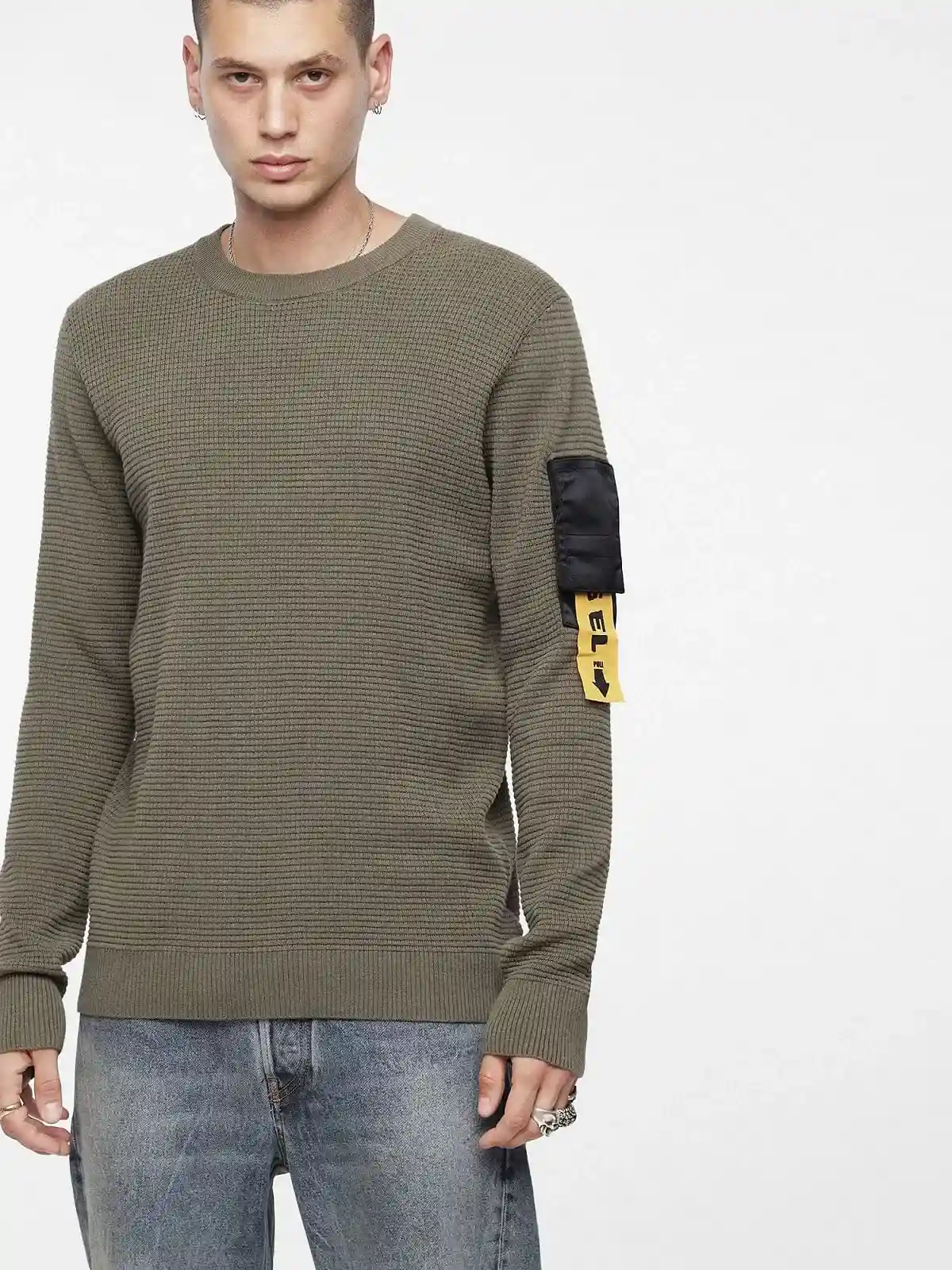 Multicolor Sweater with nylon detail and logo tape