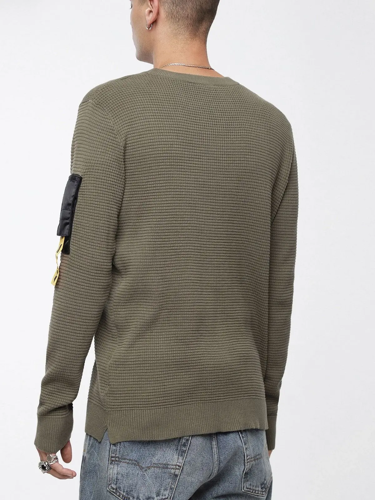 Multicolor Sweater with nylon detail and logo tape