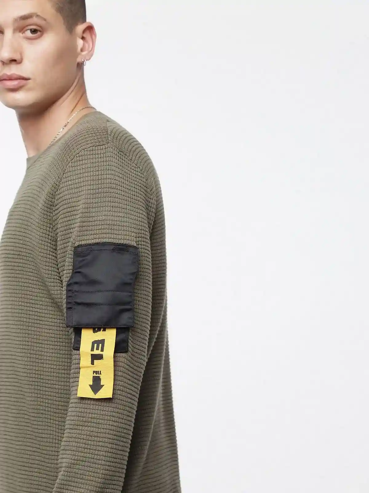Multicolor Sweater with nylon detail and logo tape