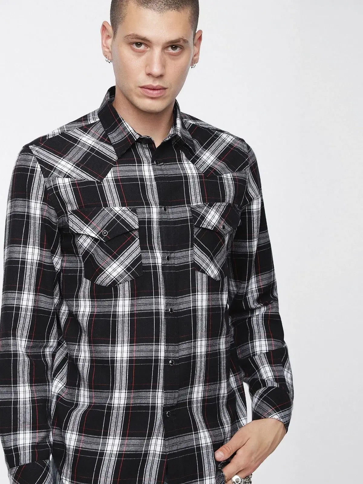 Black Checked light cotton shirt