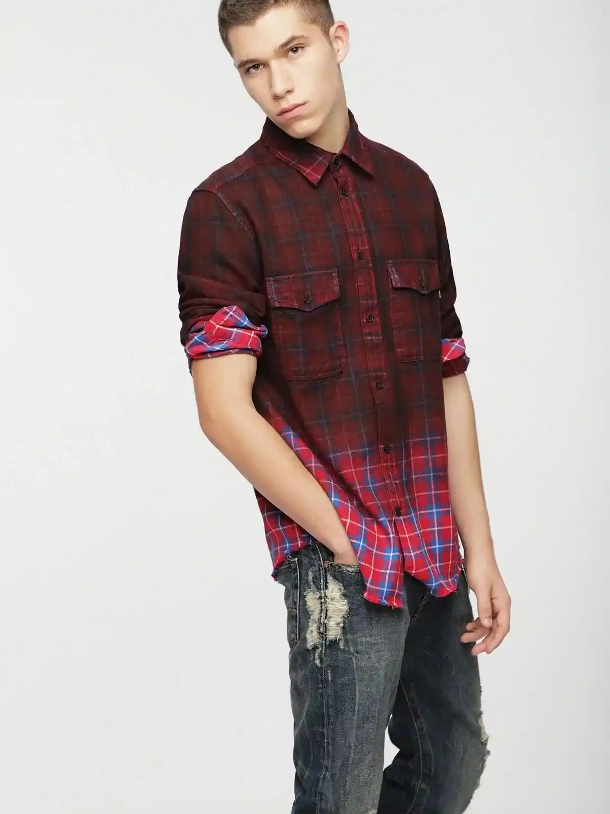 Grey Checked shirt with spots and shaded effect