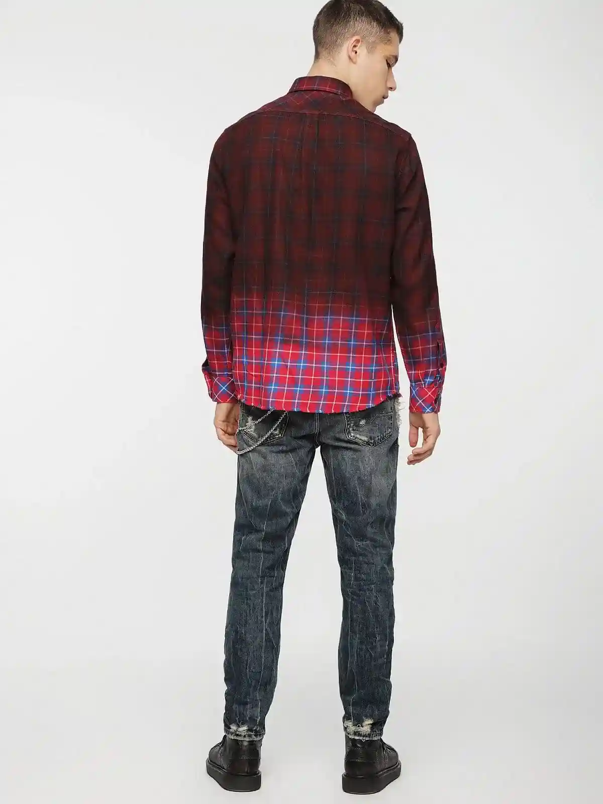 Grey Checked shirt with spots and shaded effect