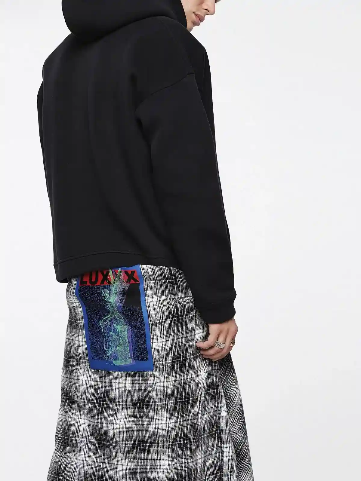 Black Cotton flannel checked shirt
