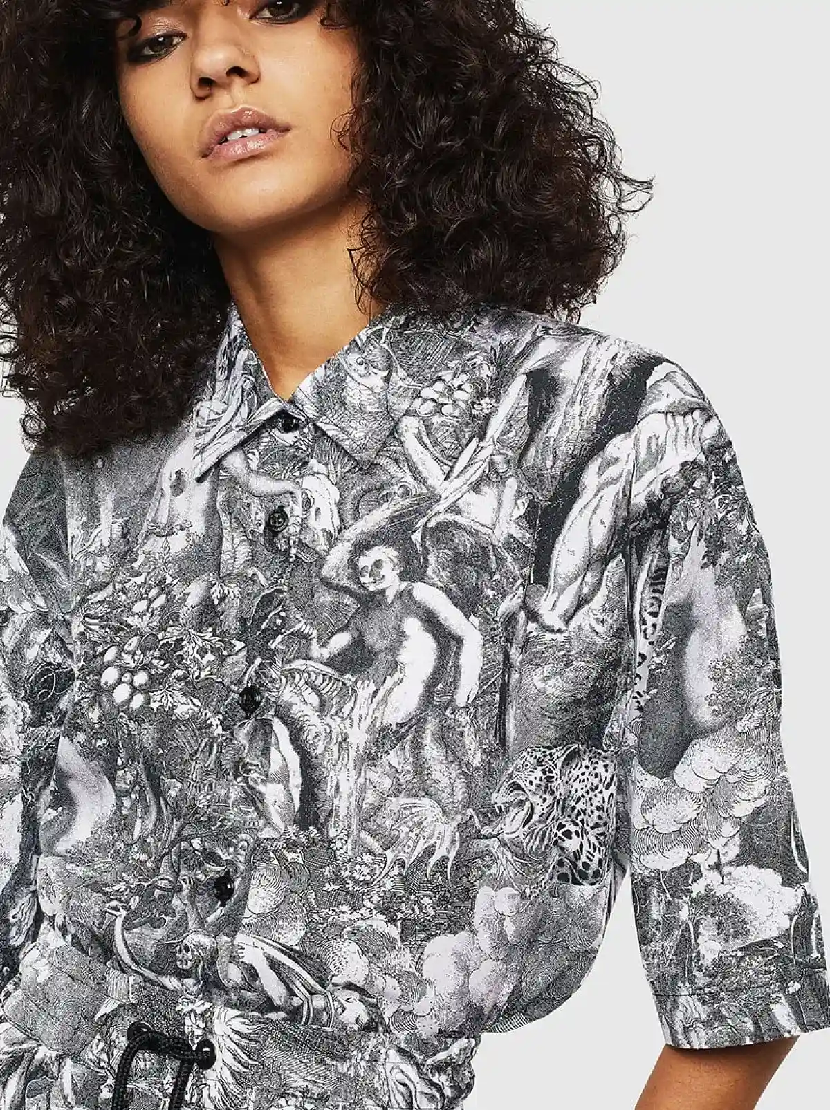 Black Lyocell shirt with Divine Comedy print
