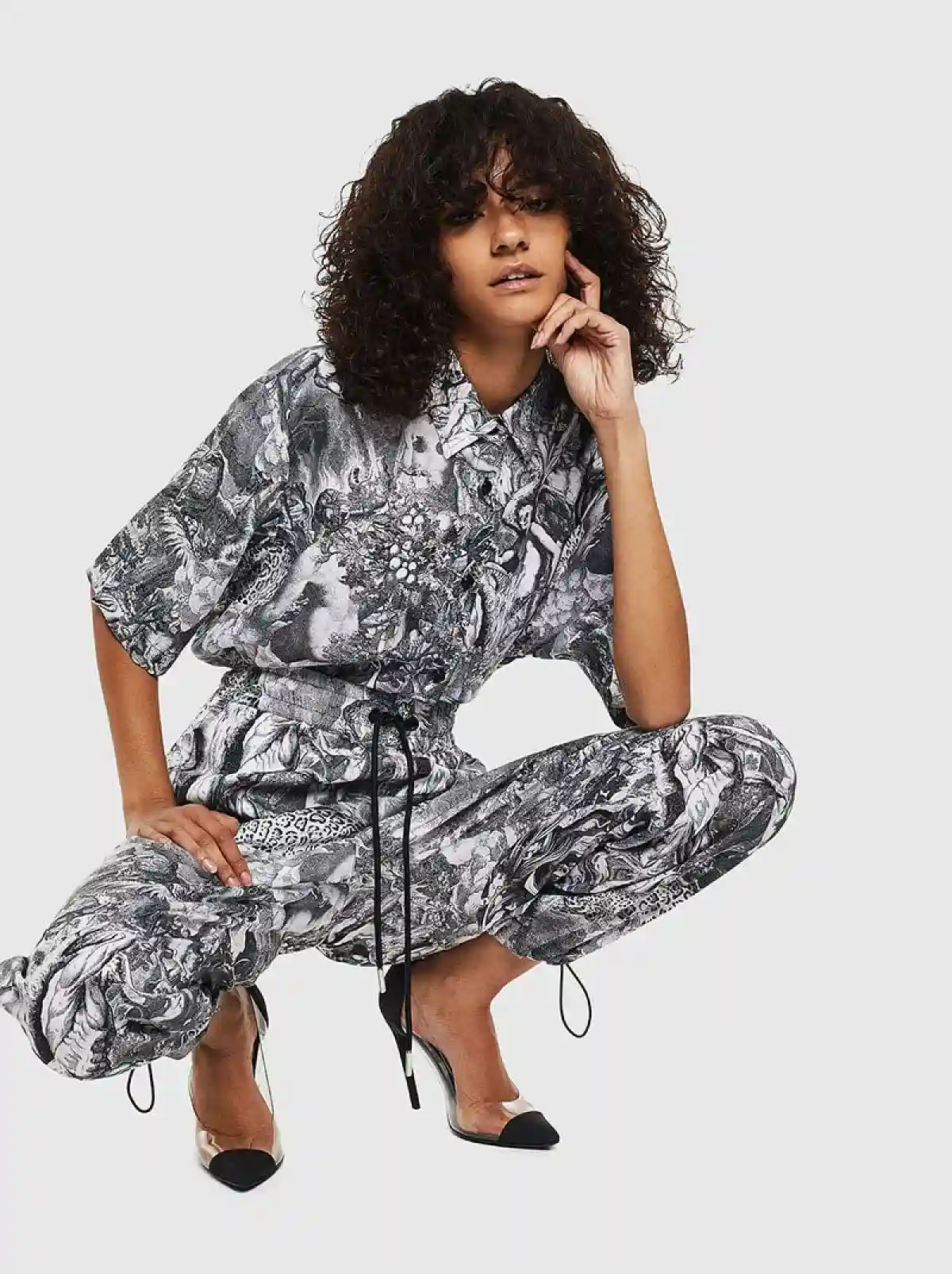 Black Lyocell shirt with Divine Comedy print