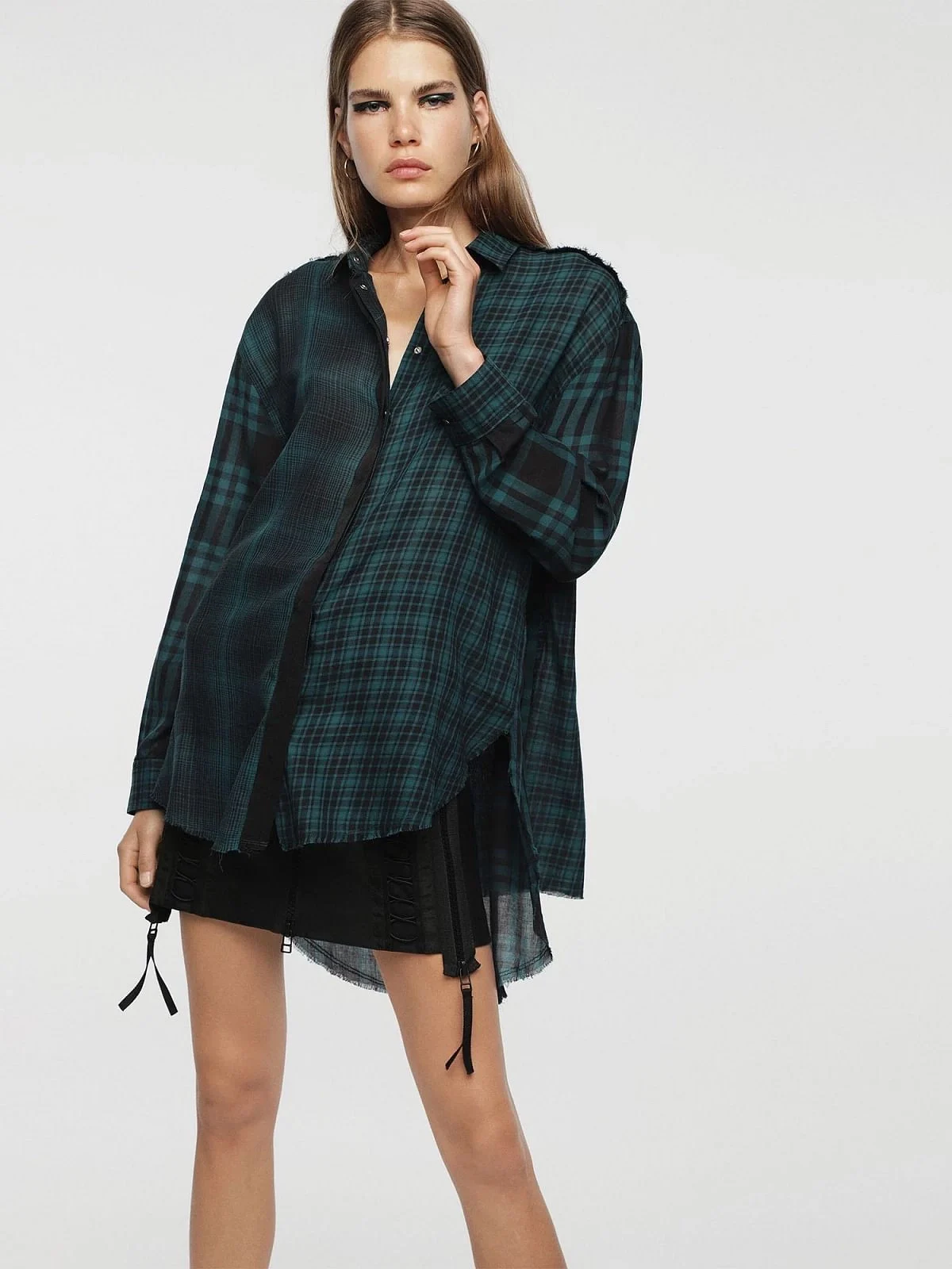 Green Cotton shirt with check pattern