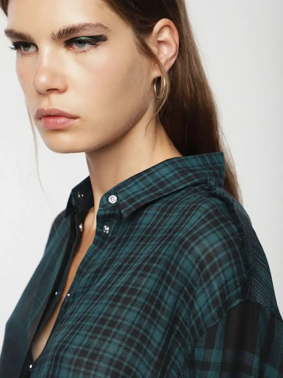 Green Cotton shirt with check pattern