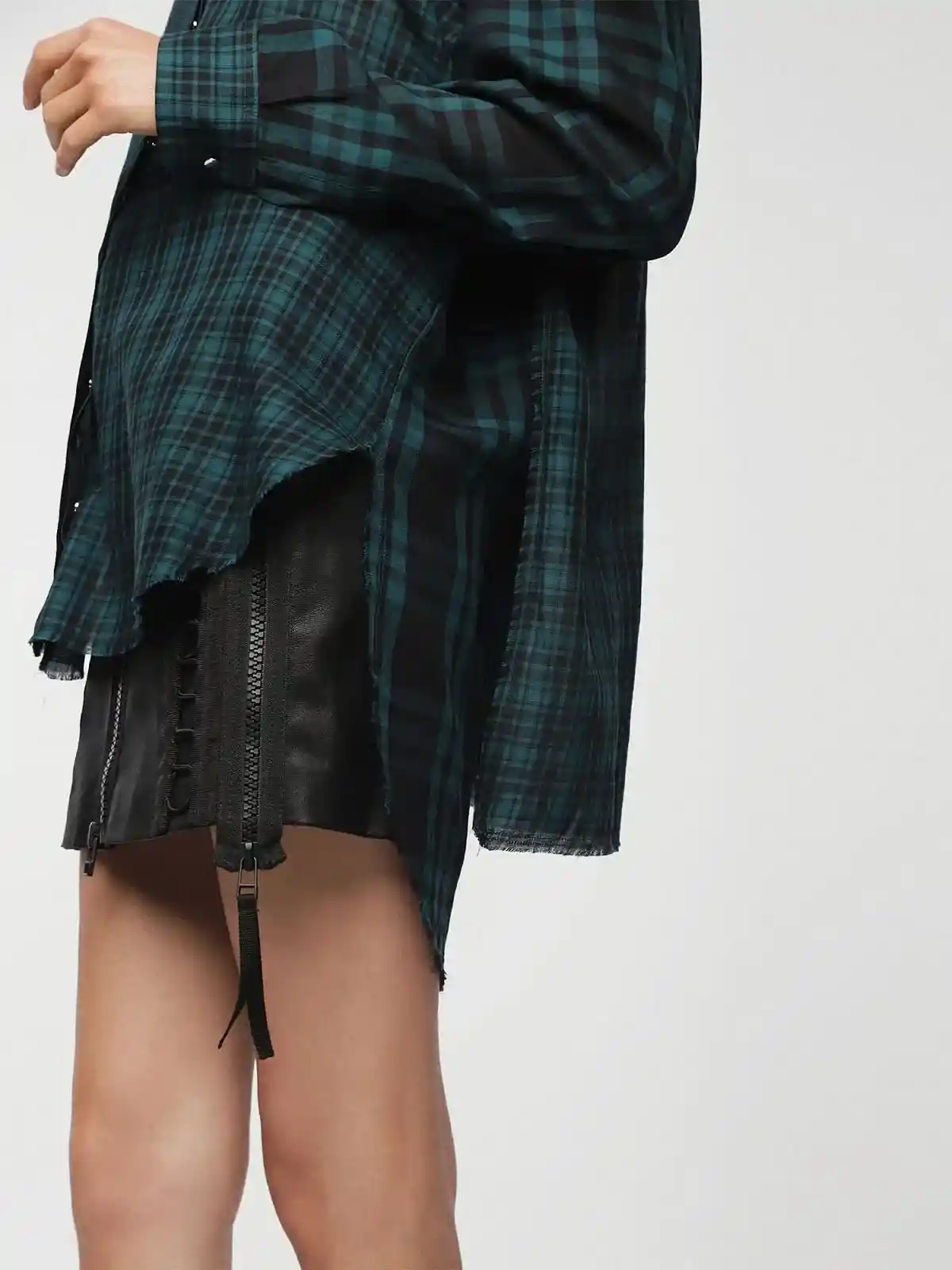 Green Cotton shirt with check pattern