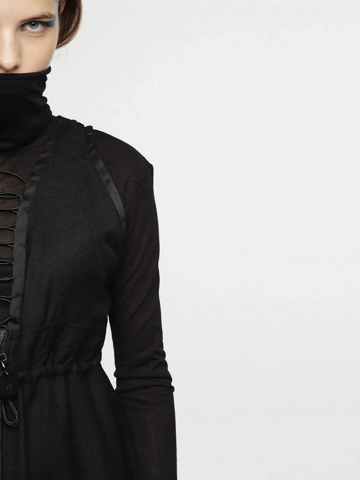 Black Wool dress with double-layer effect