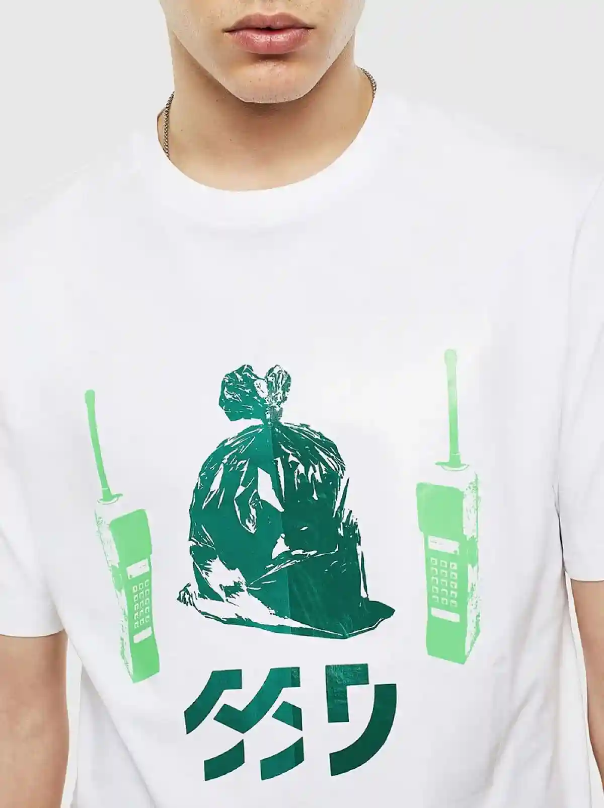 White T-shirt with walkie-talkie print