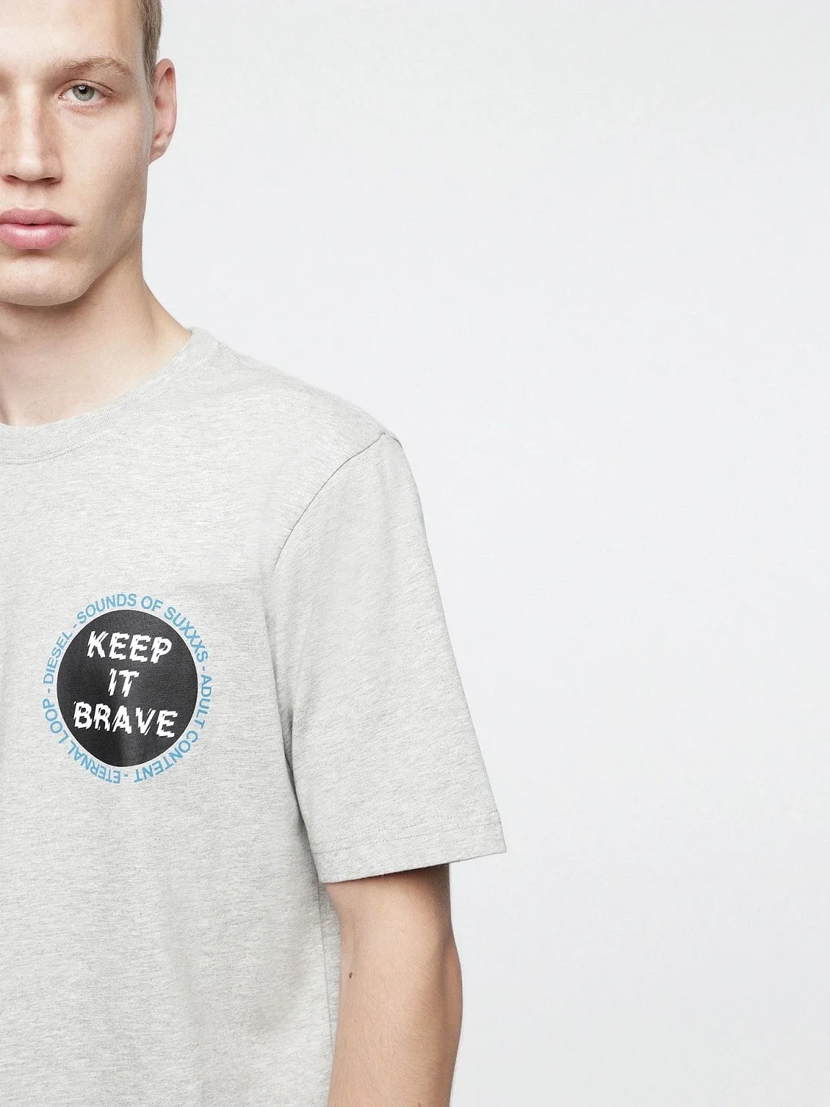 Grey Cotton jersey T-Shirt with lettering prints