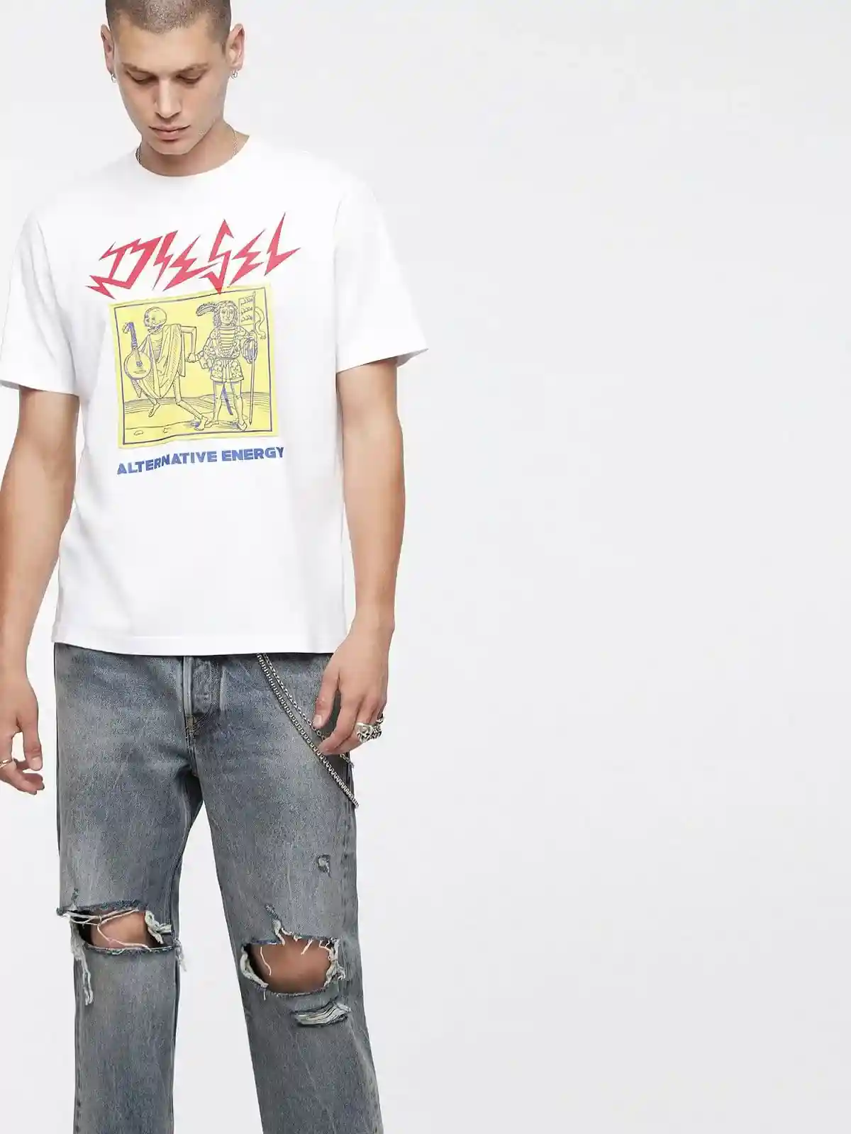 White T-Shirt with medieval-inspired graphic