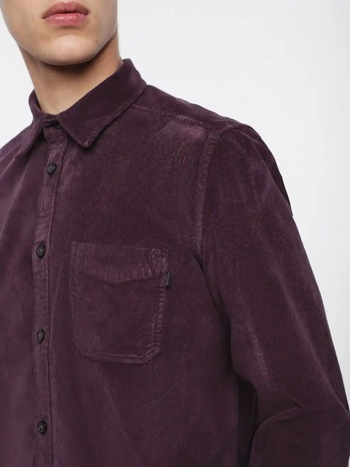 White Cotton shirt with corduroy texture
