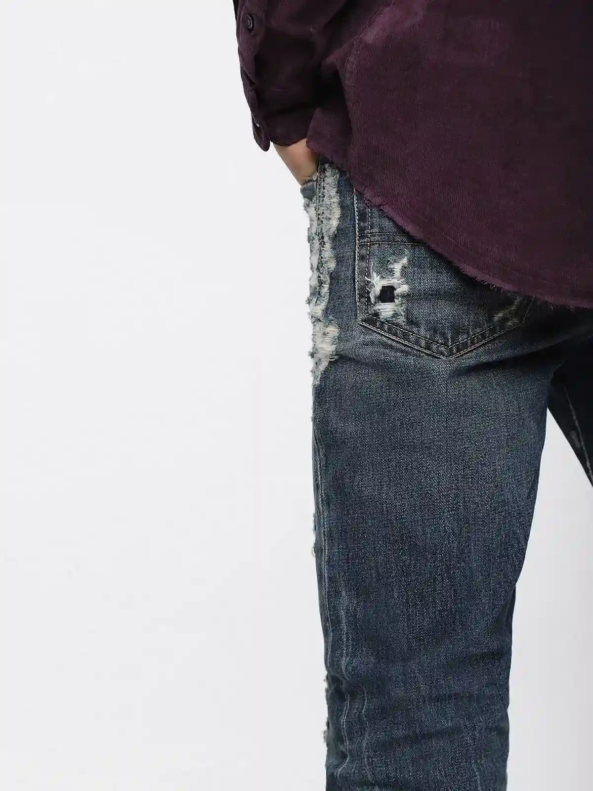 White Cotton shirt with corduroy texture