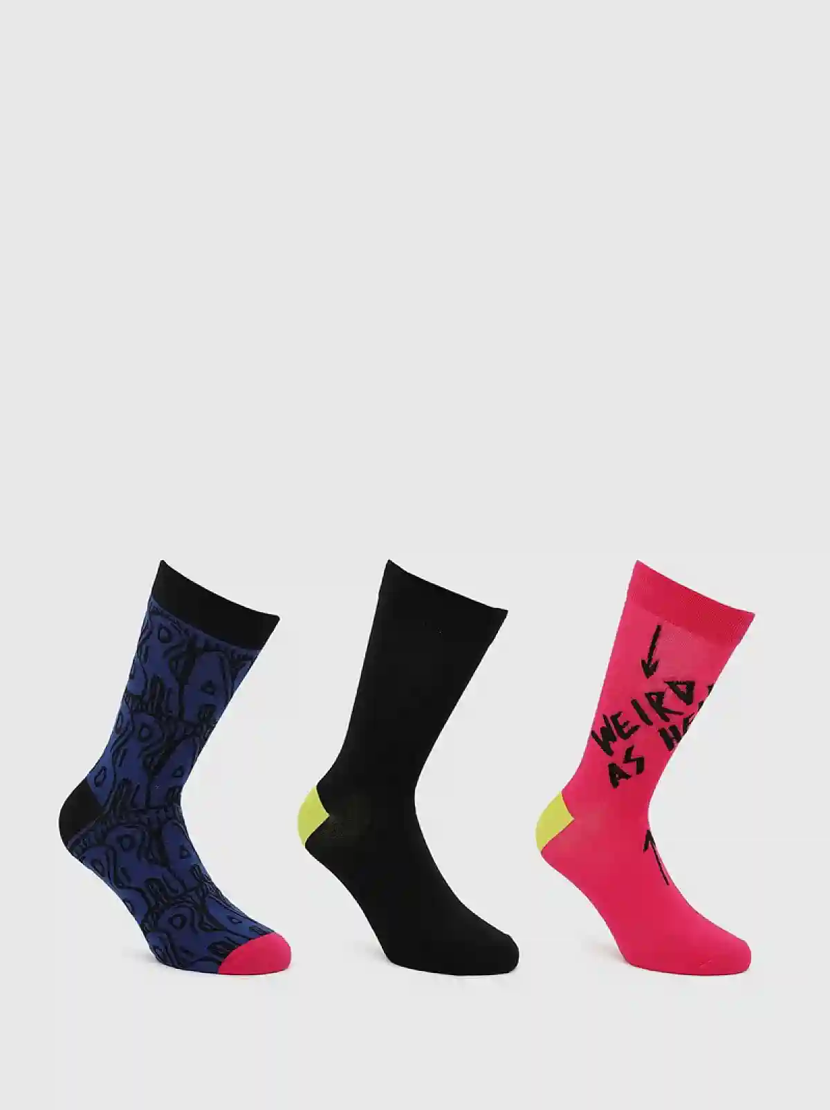 Multicolor Three-pack of Weird as Hell socks