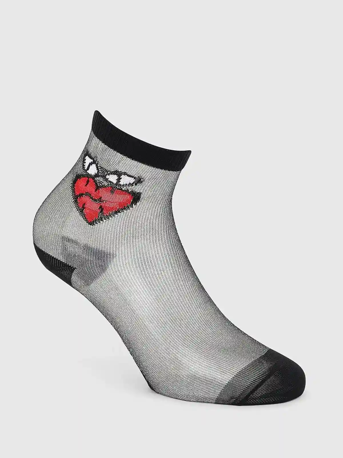 Black Mesh socks with emoji jacquard