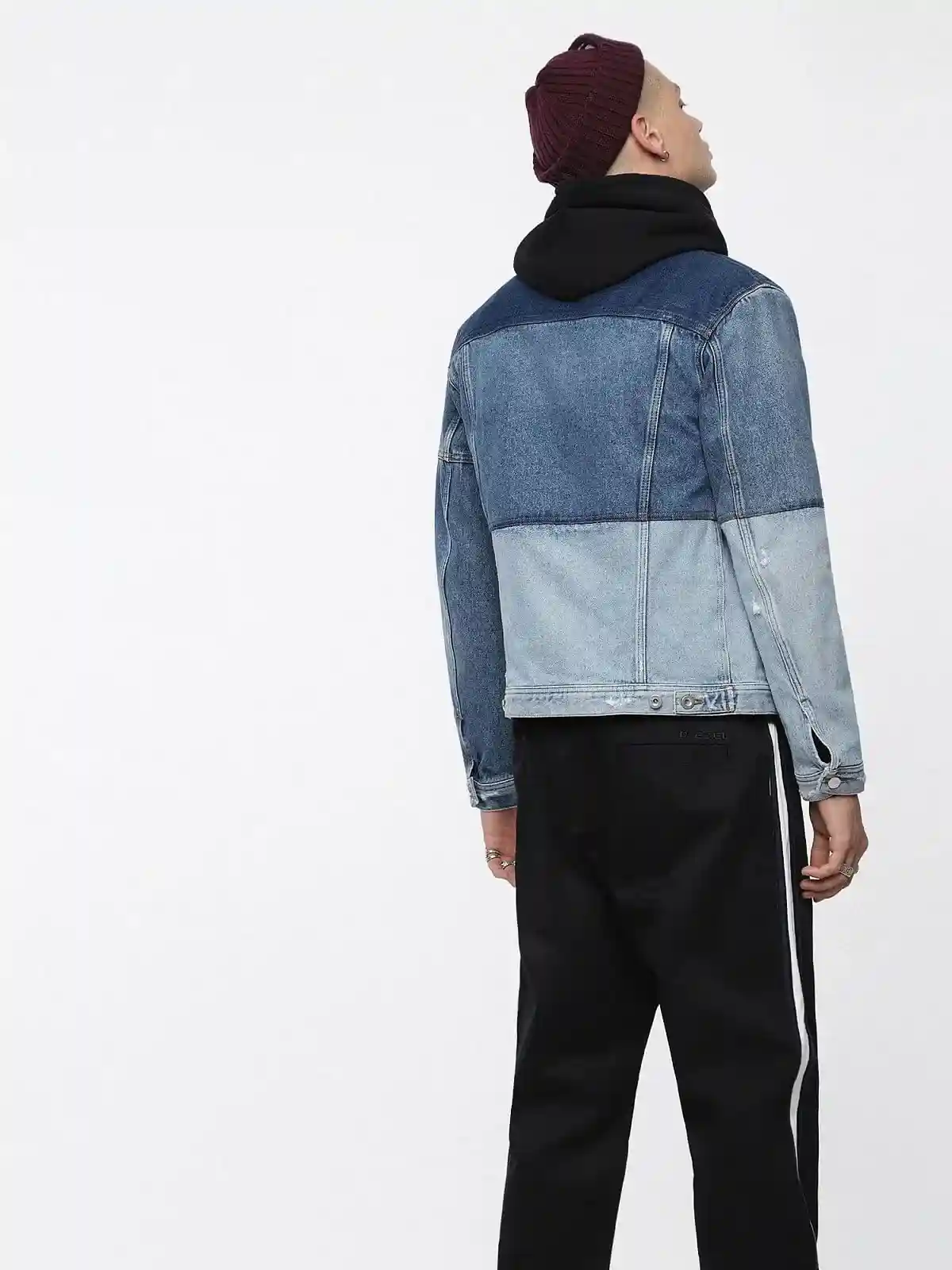 Blue Denim trucker jacket with colour-block