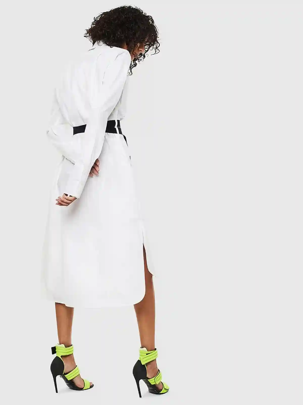 White Long shirt dress with D-ring belt