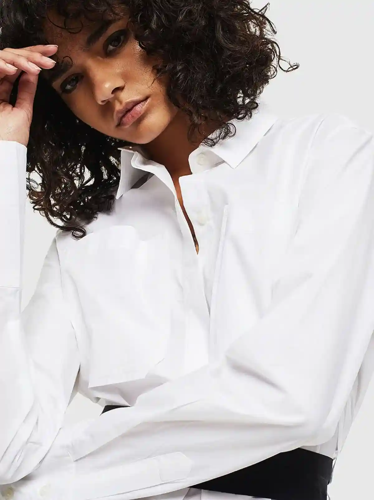 White Long shirt dress with D-ring belt