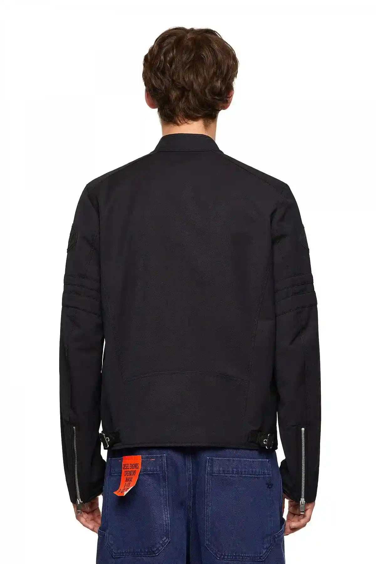Black Cotton-blend biker jacket