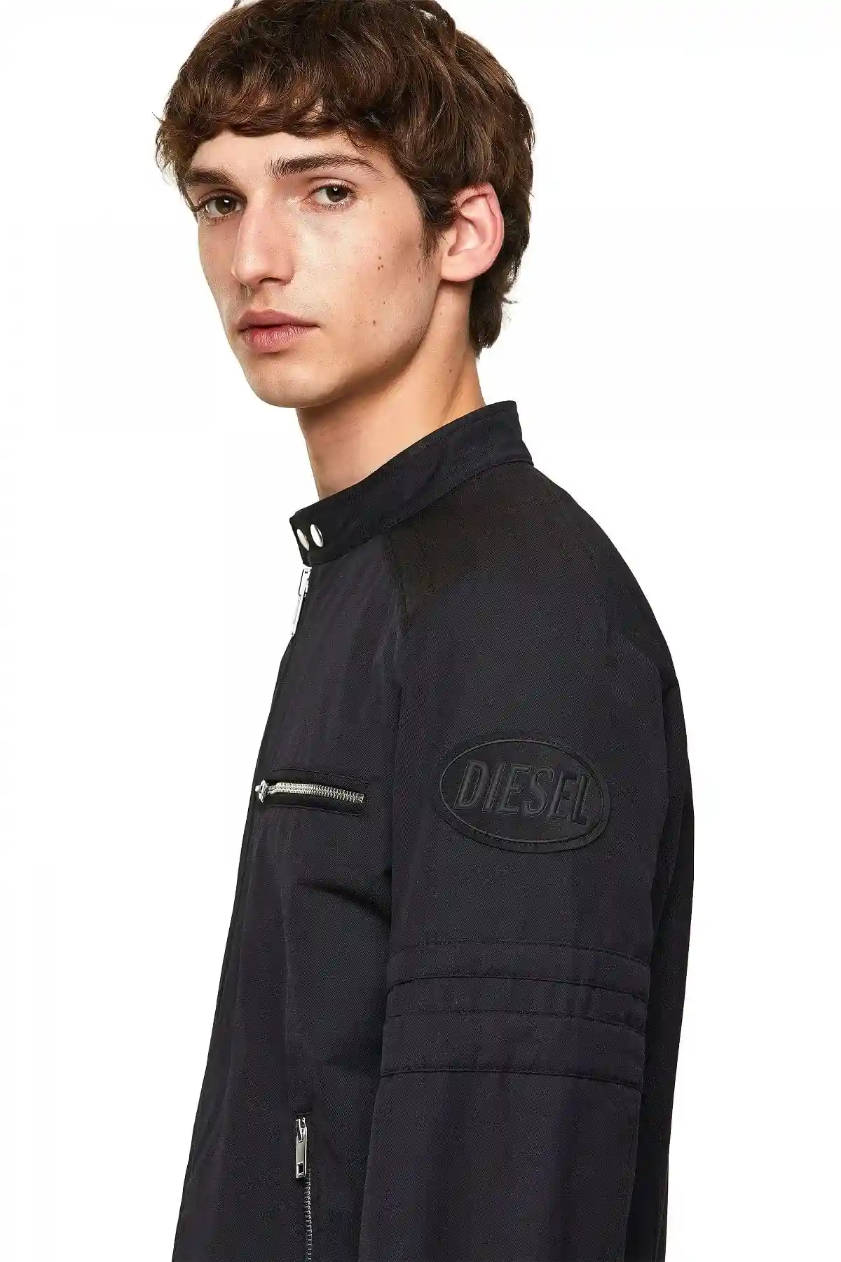 Black Cotton-blend biker jacket