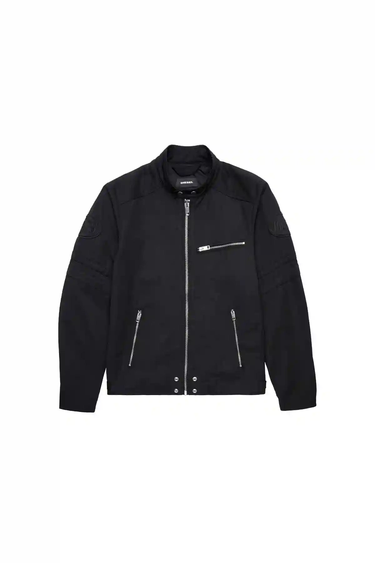 Black Cotton-blend biker jacket