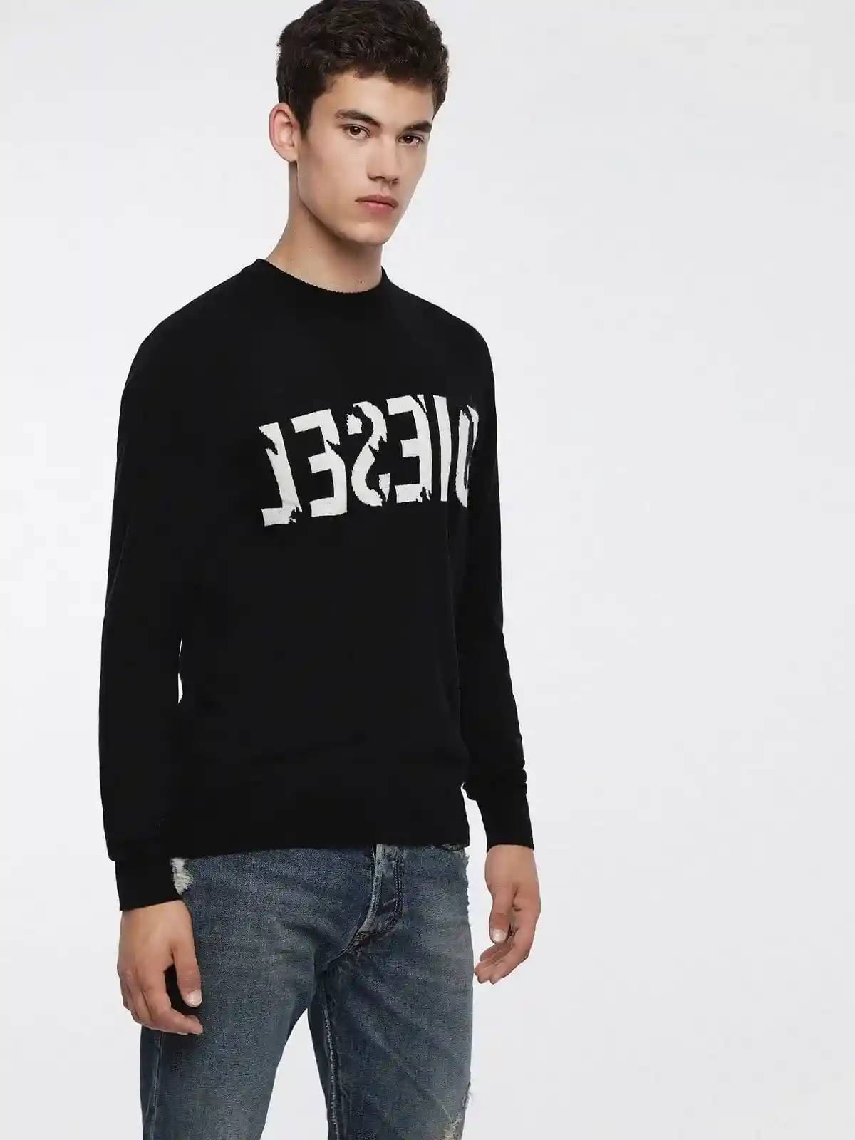 Black Wool and casmere sweater with logo