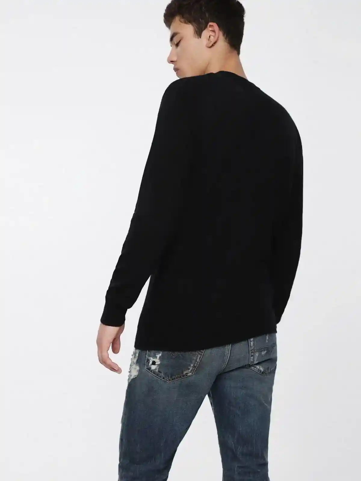 Black Wool and casmere sweater with logo