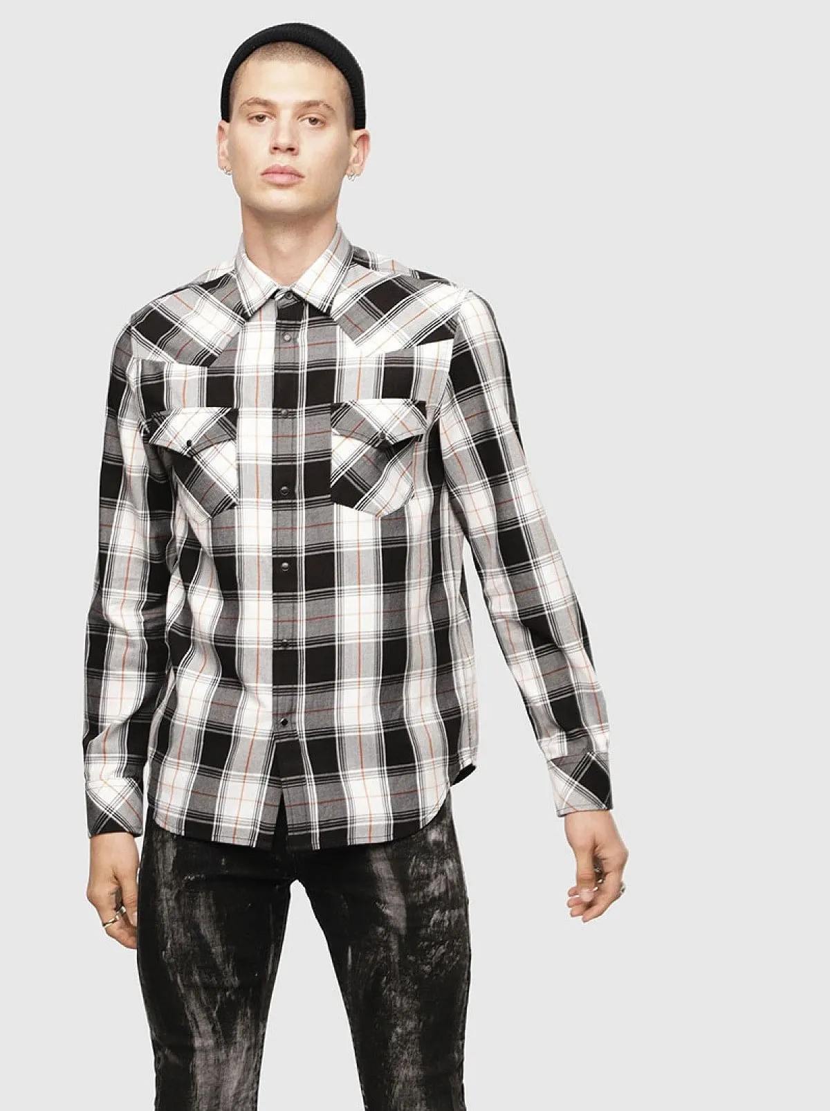 White Check shirt in yarn-dyed flannel