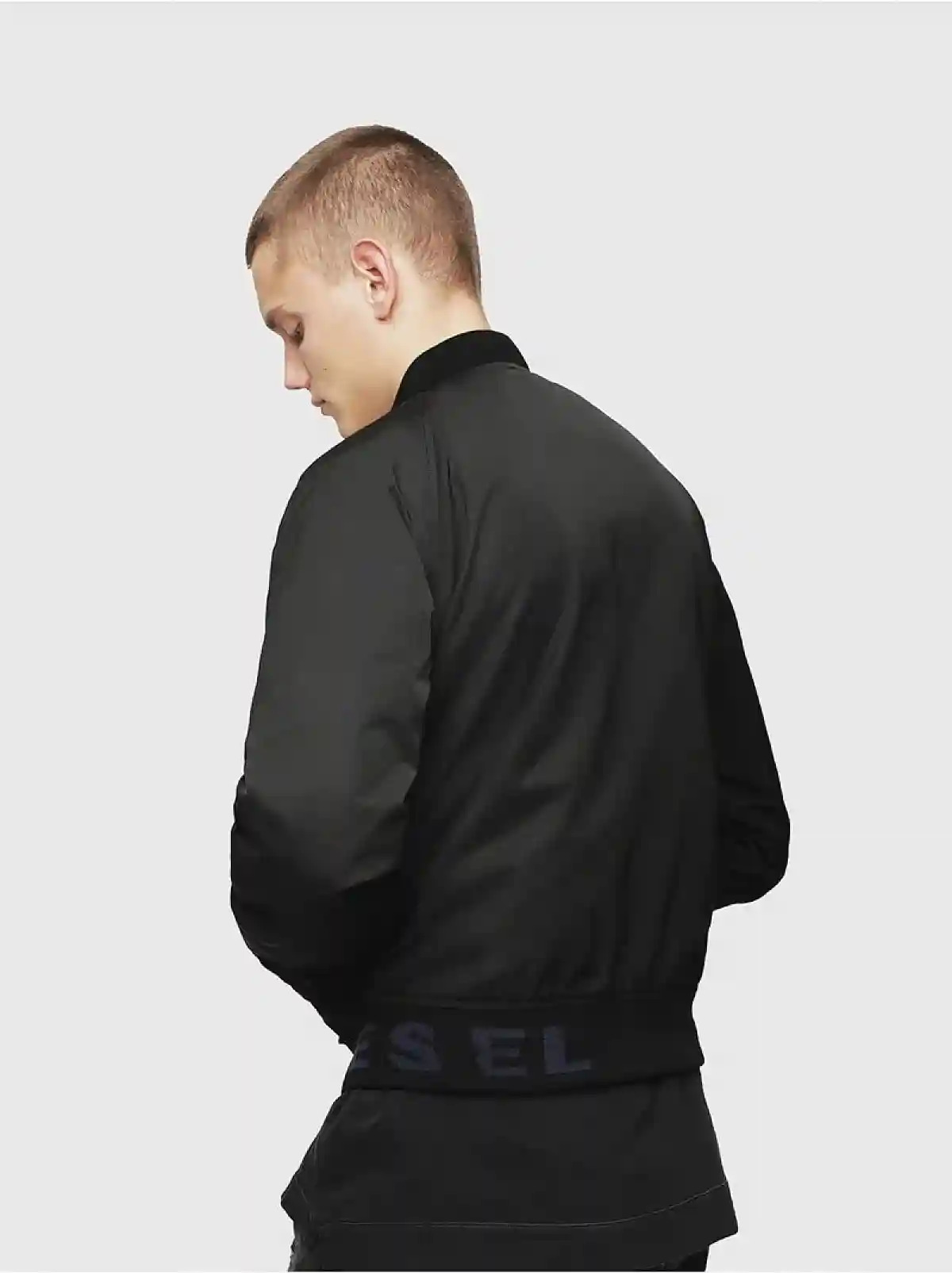 Black Technical cotton bomber jacket
