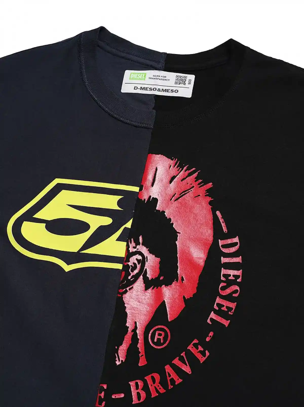 Black Upcycled T-shirt with 55DSL logo