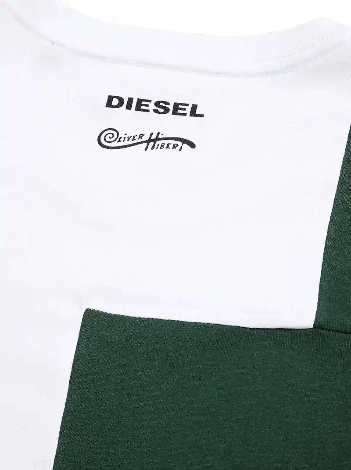 White Upcycled T-shirt with graphic patchwork