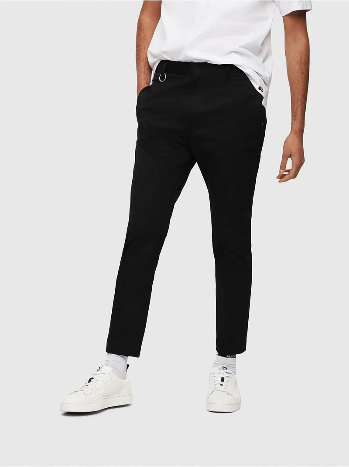 Black Slim-fit gabardine chino pants