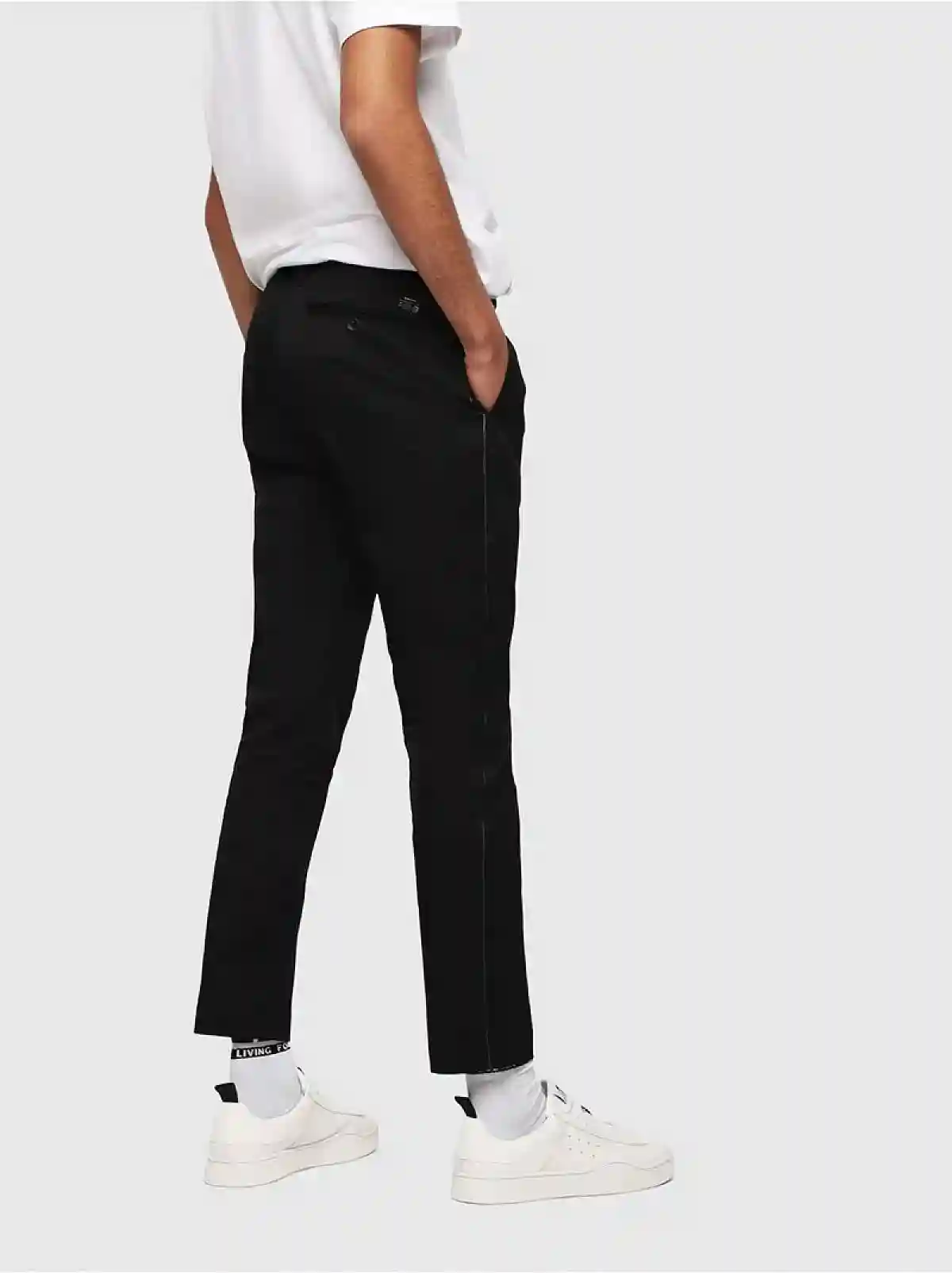 Black Slim-fit gabardine chino pants