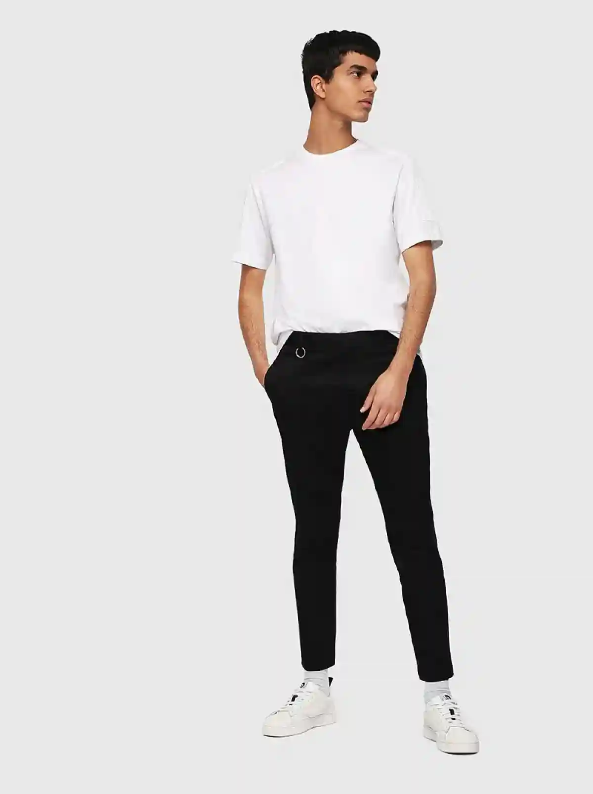 Black Slim-fit gabardine chino pants
