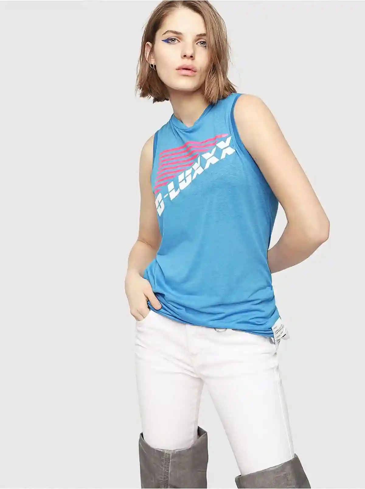 Blue Tank top with D-LUXXX print
