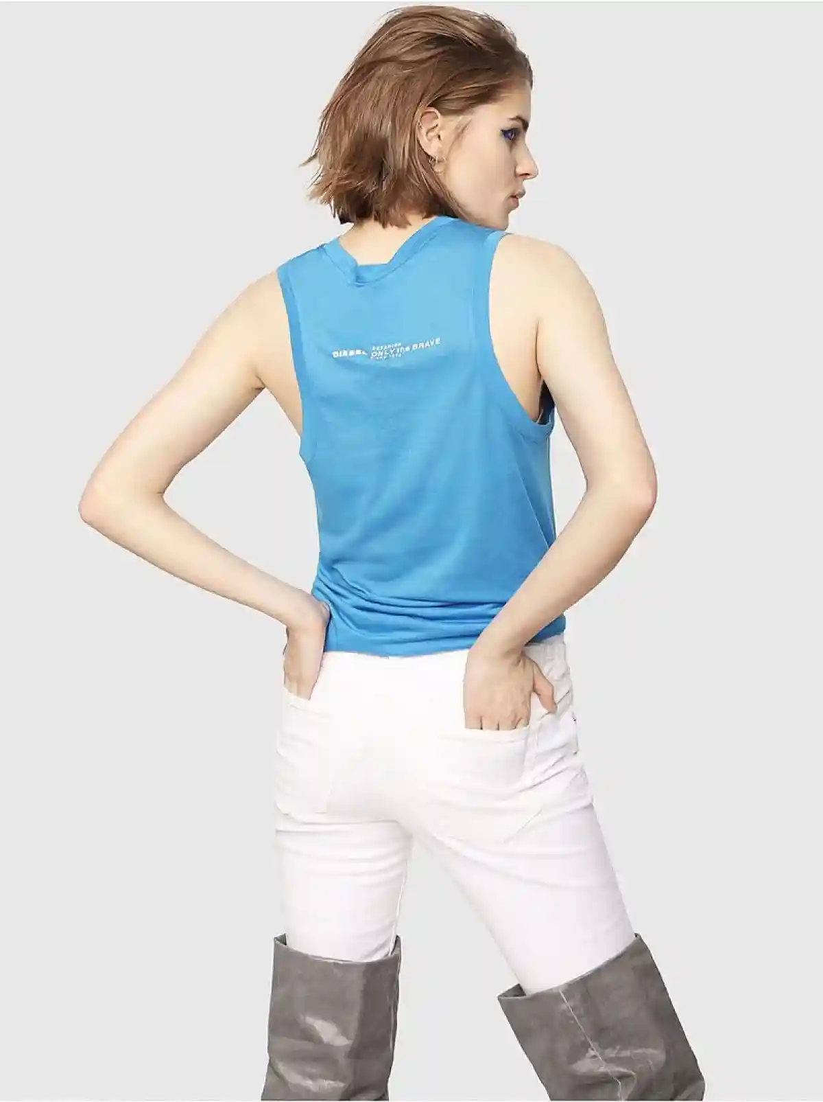 Blue Tank top with D-LUXXX print