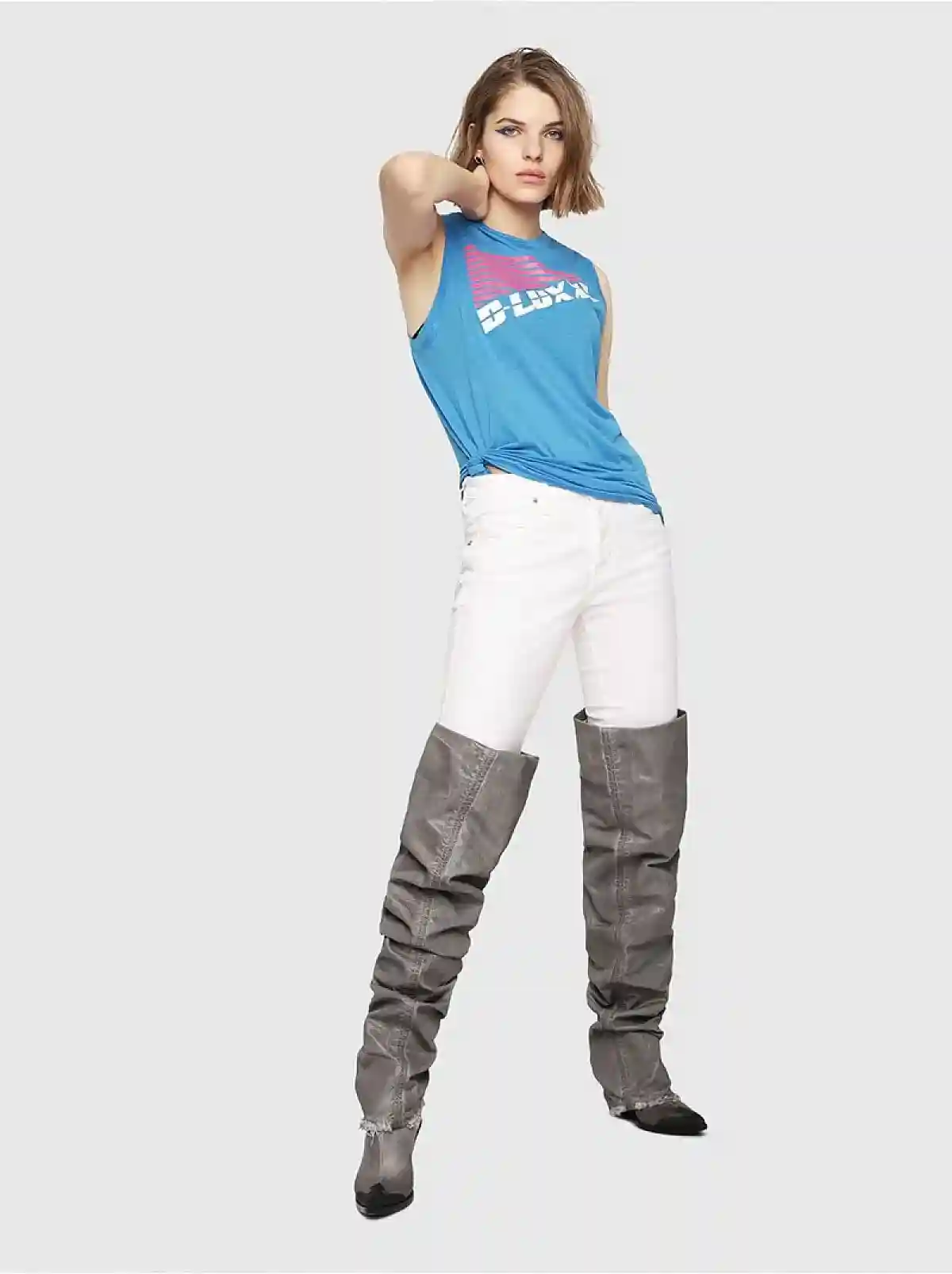 Blue Tank top with D-LUXXX print