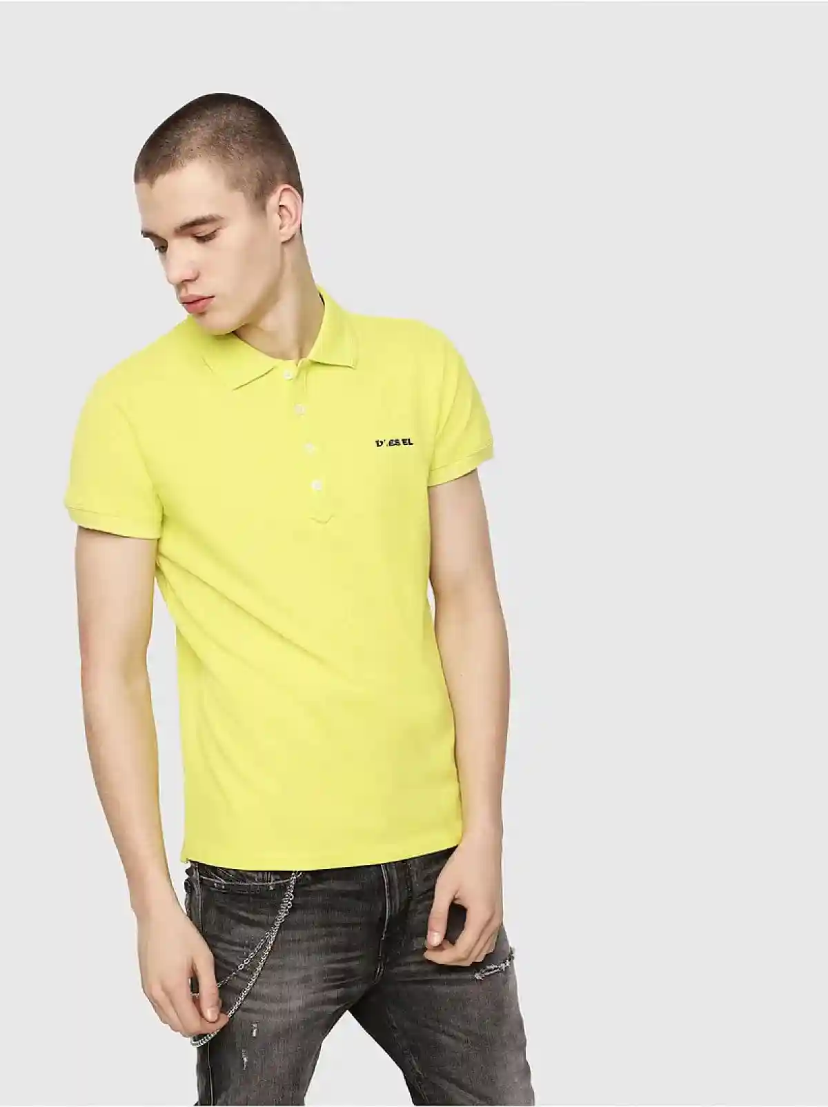 Yellow Piqué cotton polo shirt