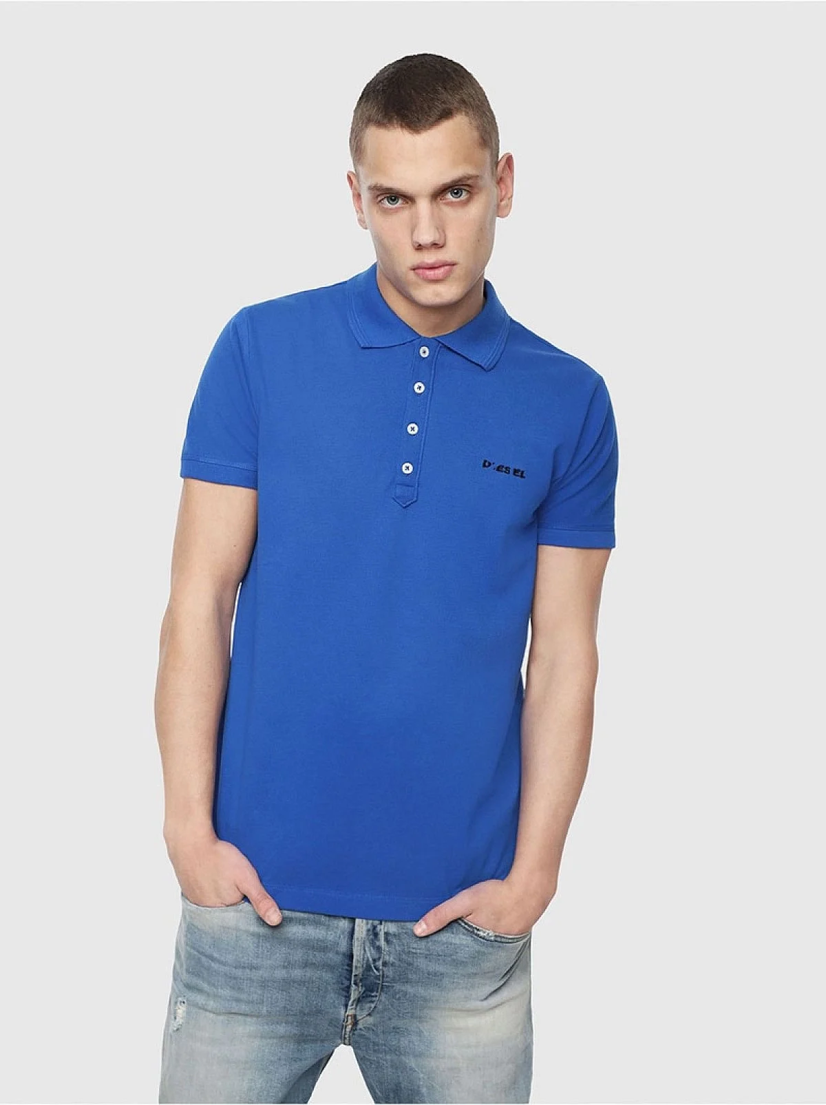 Blue Piqué cotton polo shirt